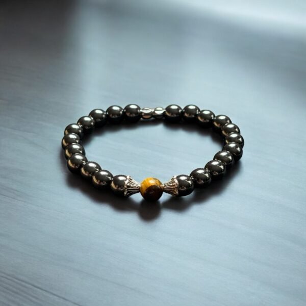 Bracelet en Œil de Tigre et Hématite – Puissance & Harmonie