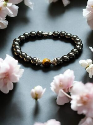 Bracelet en Œil de Tigre et Hématite – Puissance & Harmonie