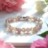 Bracelet en Quartz rose et citrine -Paix, intuition et réussite.