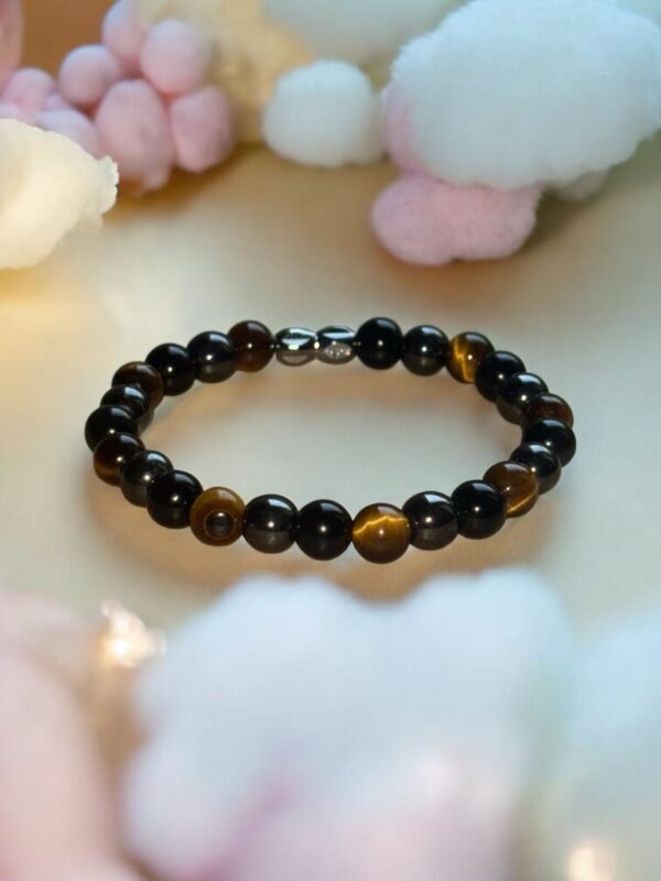 Bracelet de protection pour enfant – Hématite, Onyx et Œil de Tigre