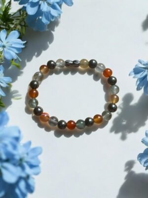 Bracelet garçon Concentration et Créativité - idéal pour les étudiants , Perles: fluorine, pyrite et Coraline