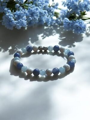 Bracelet Garçon – Calme & Apaisement - Pierres naturelles : Howlite, Lapis-lazuli & Aigue-marine