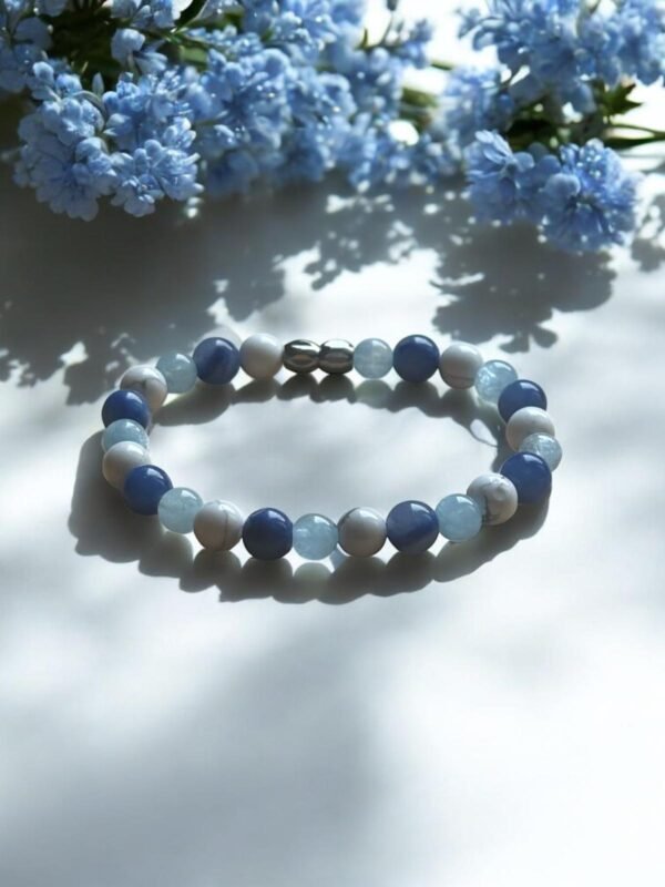 Bracelet Garçon – Calme & Apaisement - Pierres naturelles : Howlite, Lapis-lazuli & Aigue-marine