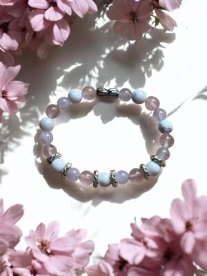Bracelet Fille – Calme & Apaisement  - Pierres naturelles : Howlite, Quartz Rose & Améthyste