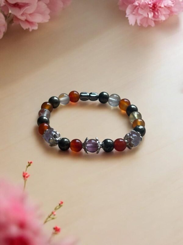 Bracelet fille Concentration et Créativité - idéal pour les étudiantes , Perles : fluorine, pyrite et Coraline