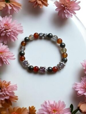 Bracelet fille Concentration et Créativité - idéal pour les étudiantes , Perles : fluorine, pyrite et Coraline