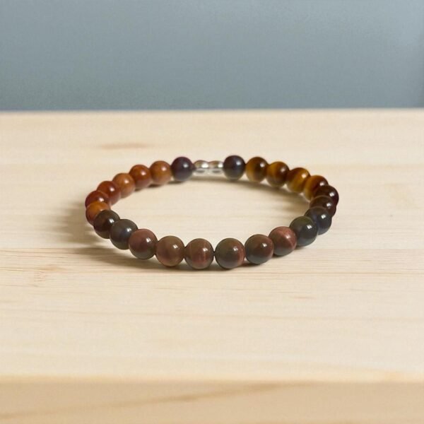 Bracelet Homme – Œil de Tigre, Faucon, Taureau & Bois de Qouq - Pour la protection, force, équilibre mental, intuition, tolérance et courage.